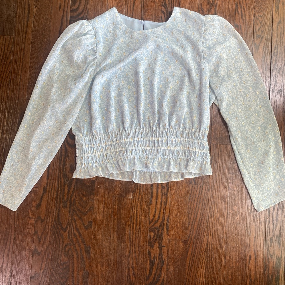 Express Light Blue Floral Blouse